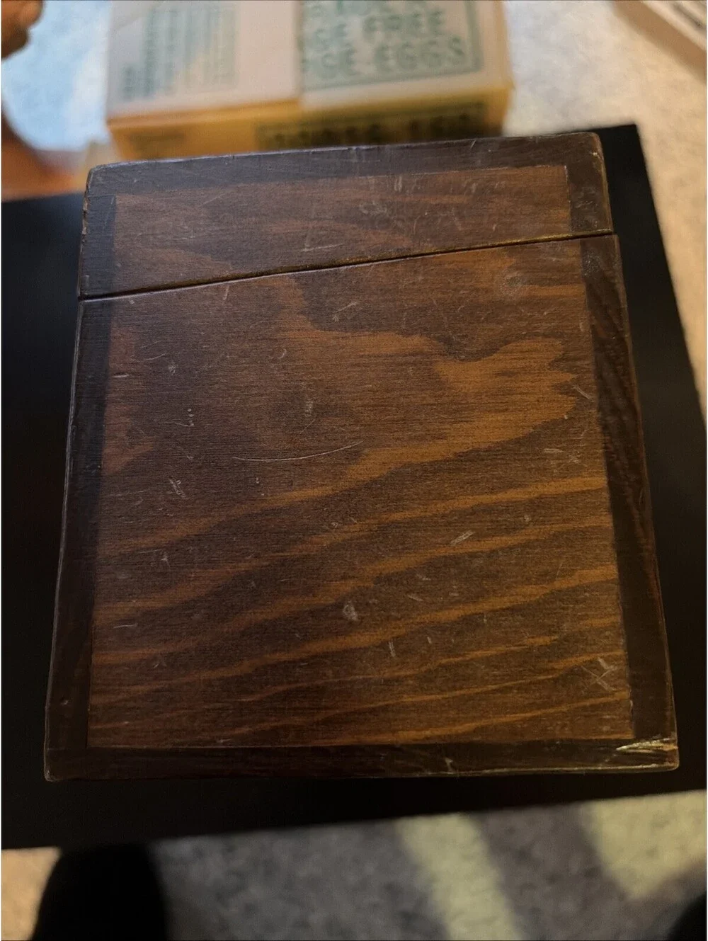 Vintage Hand Carved Wooden Recipe Box 11.5 x 4 x 4.5